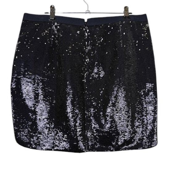 J. Crew Sequin Mini Skirt Navy Blue with Pockets Back Zipper Size 6 - Picture 3 of 11